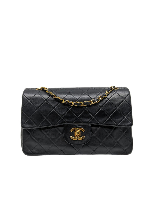 Vintage Chanel Classic Double Flap Small Black Lambskin 24K Gold Hardware