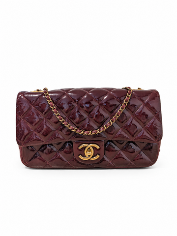 Chanel Paris-Salzburg Eyelet Burgundy Patent Leather Medium Gold Hardware