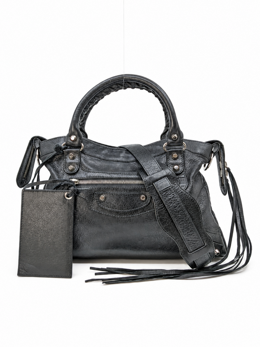 Balenciaga The Town Medium Black Leather Silver Hardware