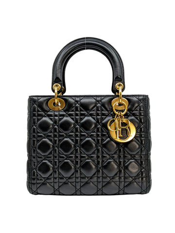 Dior Lady Black Medium Gold Hardware