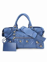 Balenciaga Large City Bag in Blue Gold Hardware