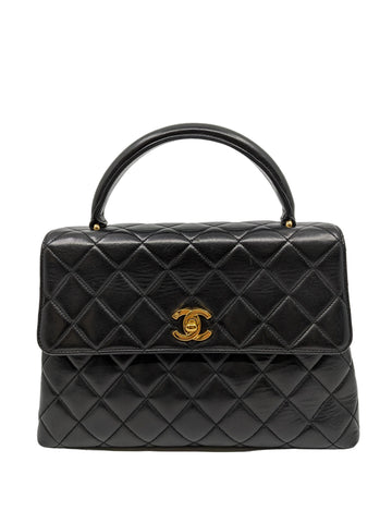 Rare Vintage Chanel Small Coco Top Handle Lambskin Gold Hardware