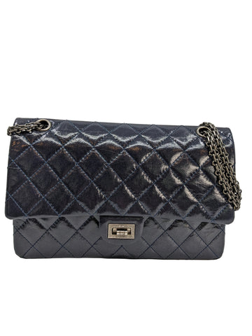 Chanel Reissue 2.55 Large Navy Glazed Calfskin
