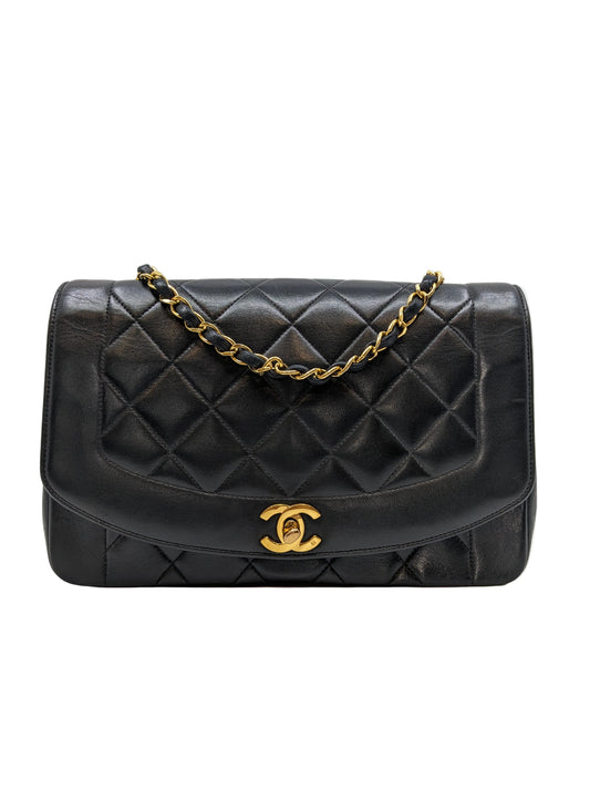 Vintage Chanel Black Small Diana 24K Gold Hardware