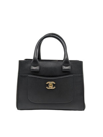 Chanel Neo Executive Mini Tote in Black Grained Calfskin Leather