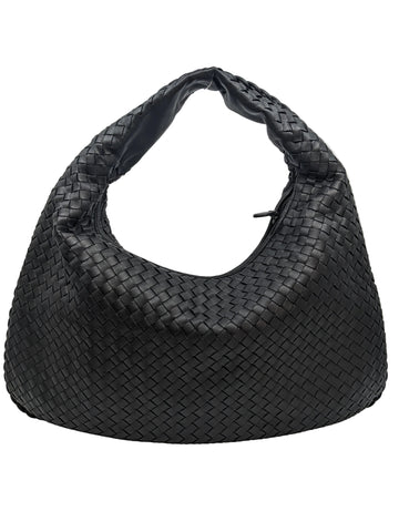 Brand New Bottega Veneta Intrecciato Medium Hobo in Black Leather