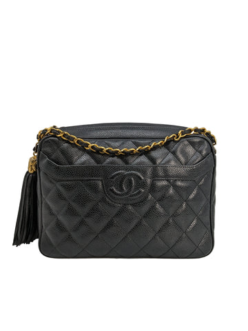 Rare Vintage Chanel Small Camera Black Caviar Bag