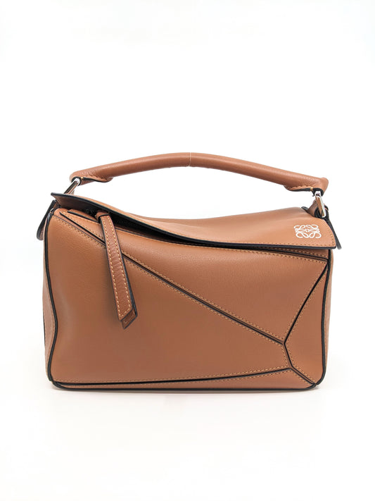 Loewe Small Puzzle in Tan Colour Smooth Leather Gold Hardware