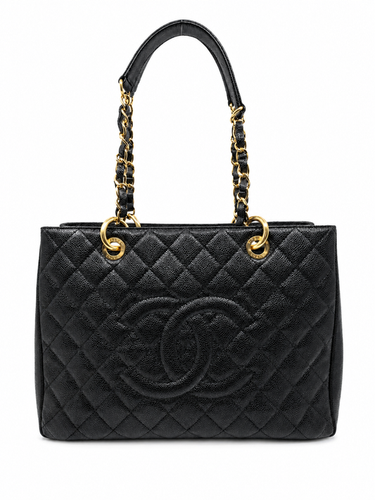 Vintage Chanel GST Black Caviar Gold Hardware