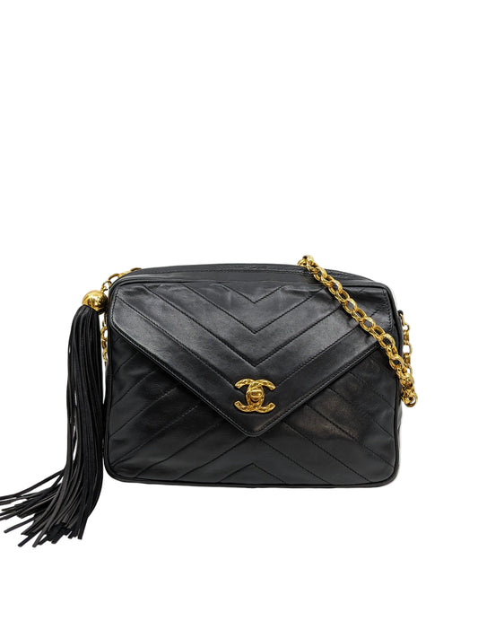 Rare Vintage Chanel Small Camera Bag Bijoux Chain 24K Gold Hardware