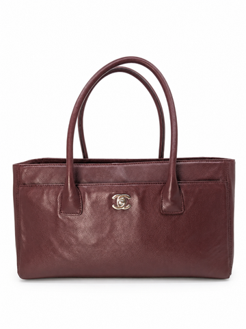 Chanel Small Executive Cerf Tote in Burgundy Hardware