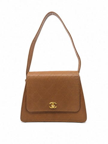 Rare Chanel Vintage Kelly Caramel Caviar Shoulder Bag 24K Gold Hardware