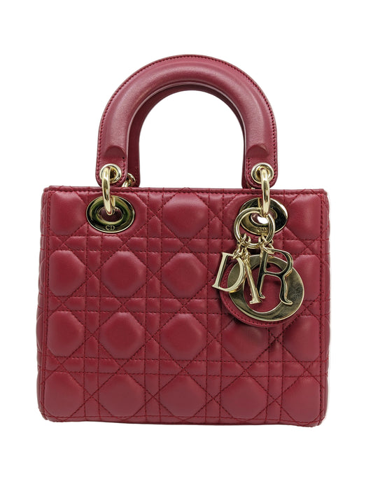 Lady Dior Small Burgundy Gold Hardware