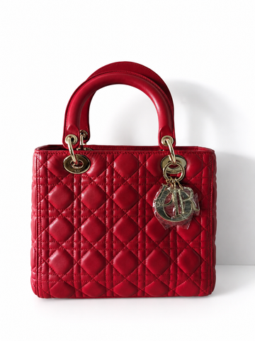 Lady Dior Small Dark Red Gold Hardware