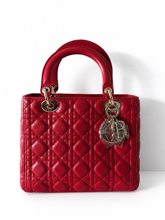 Lady Dior Small Dark Red Gold Hardware