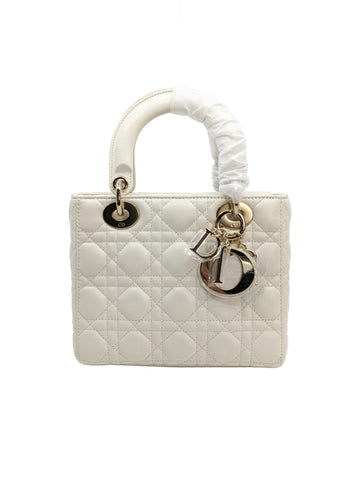 Lady Dior White Small Gold Hardware