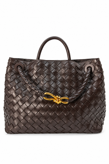 Bottega Veneta Medium Andiamo in Chocolate Brown Gold Hardware