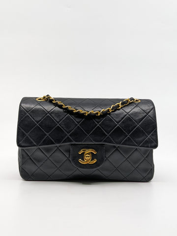 Vintage Chanel Classic Double Flap Small Black Lambskin 24K Gold Hardware