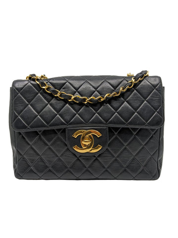 Vintage Chanel Jumbo Single Flap 24K Gold Hardware