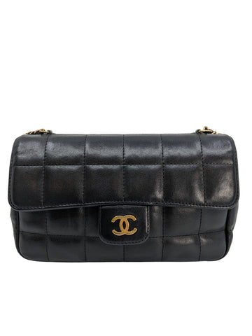 Vintage Chanel Chocolate Bar Mini Rectangle Lambskin Gold Hardware