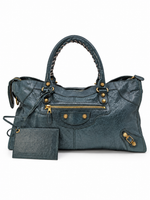 Balenciaga Large City Bag in Dark Green Gold Hardware