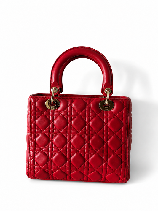 Lady Dior Small Dark Red Gold Hardware