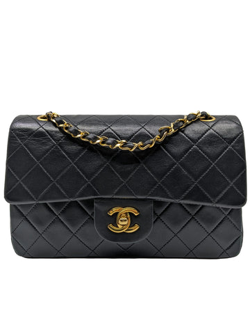 Vintage Chanel Classic Double Flap Small Black Lambskin 24K Gold Hardware