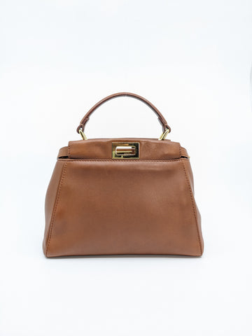 Fendi Mini Peekaboo in Caramel Gold Hardware