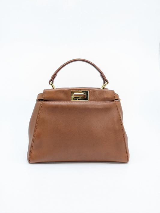 Fendi Mini Peekaboo in Caramel Gold Hardware